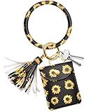 Adorve Wristlet Bracelet Keychain ID Card Holder Purse PU Leather Tassel Large Circle Key Ring...