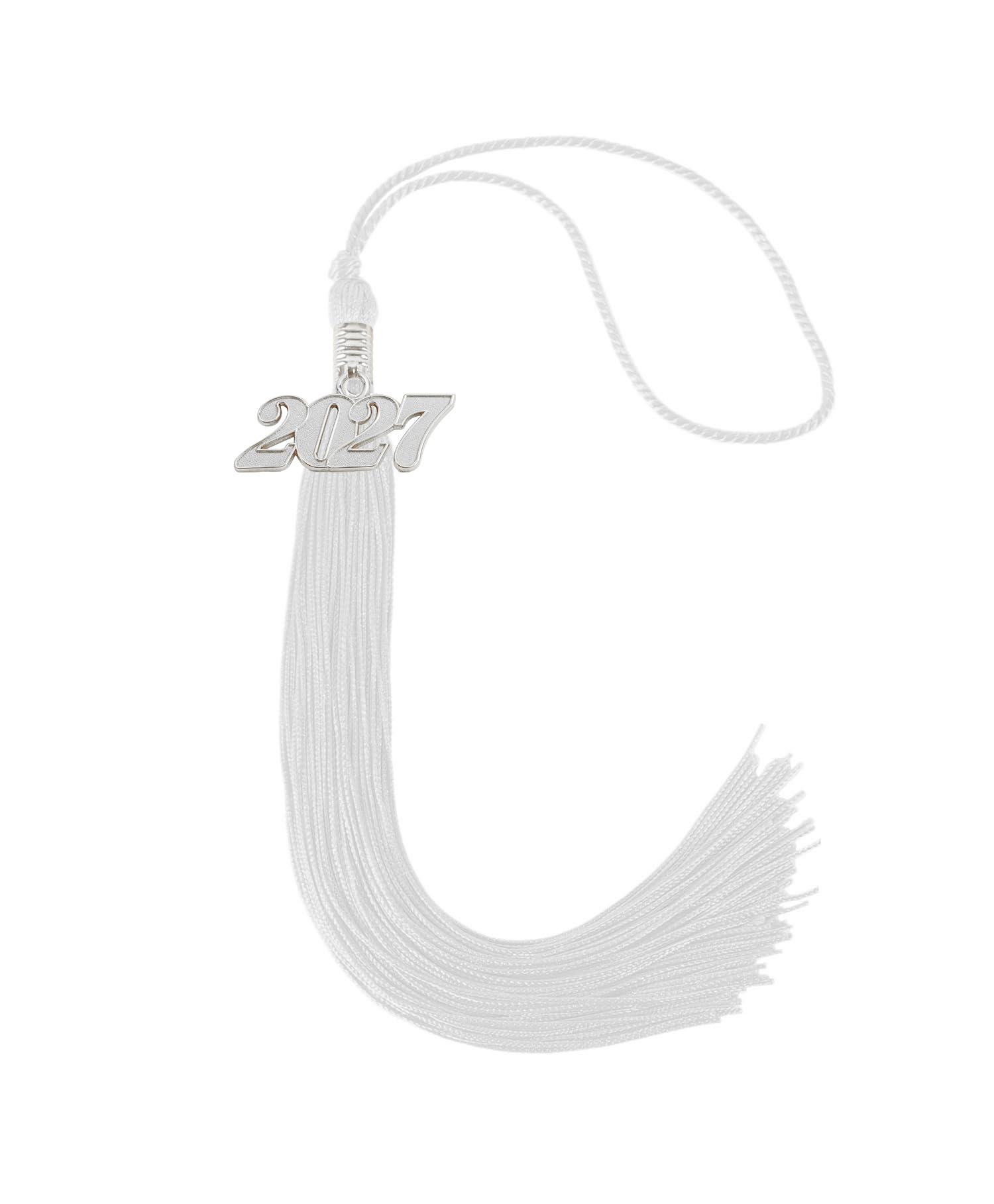 Graduation Tassel 2027 for Grad Cap,White Tassel with Silver Charm