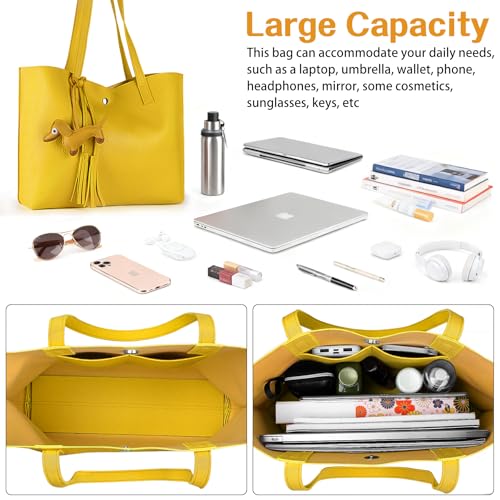 Bolso Tote de mujer grande de cuero sintético miniatura 4