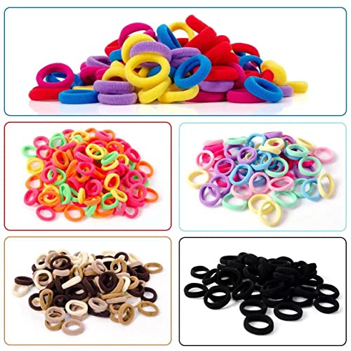 Image of 500PCS Baby Toddler Hair Ties, Elastic Hair Rubber Bands for Girls, 23 Colors Candy Cotton Toddler Hair Accessories, Small Soft Seamless Ponytail Holders for Kids TIZZ