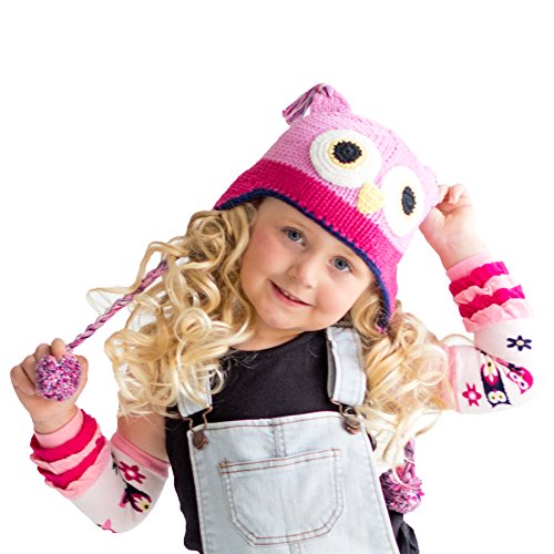 Huggalugs Baby and Toddlers Girls Pink Owl Beanie Hat Large