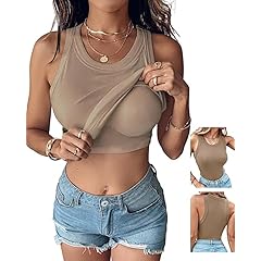 Women Built-in Bra Tank Tops Sleeveless Casual Shirts Racerback Ribbed Fitted Tank Tops