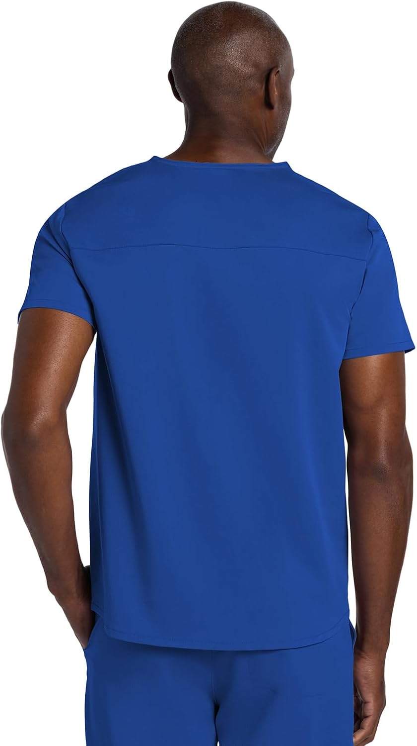 Cherokee Men's V-Neck Scrub Top with 3 Pockets, High-Low Rounded Hem, and Back Yoke Seam for Comfort - CK719A - Image 3