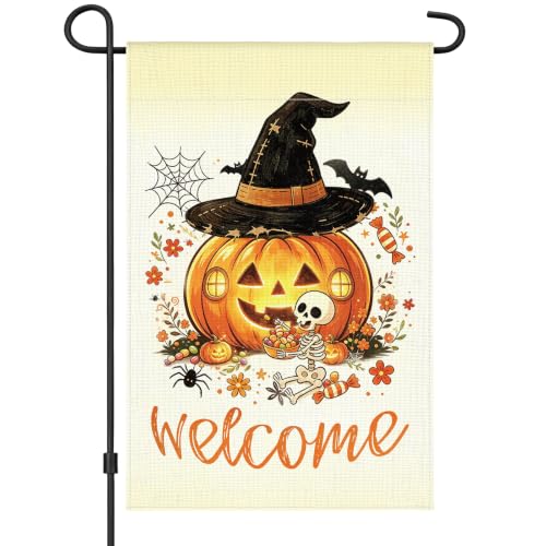 AhfuLife drapeau jardin Halloween décoration 12x18 pouces