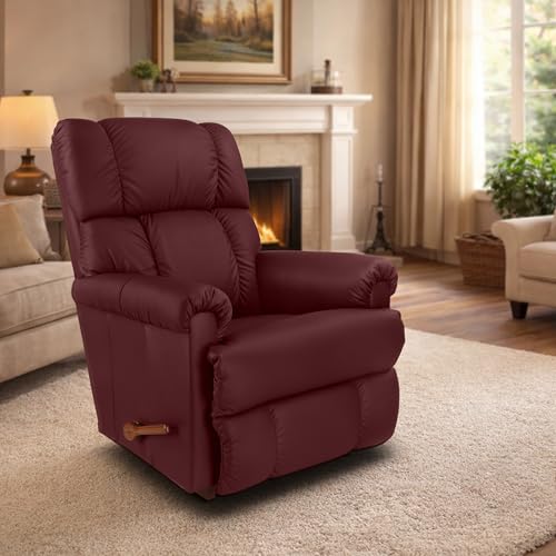 Image of LA Z BOY American Imported Pinnacle Single Seater Manual Italian Leather Reclina Rocker Recliner Sofa | Premium Durable Iconic Comfort Home Design | Living Room Relax Seating Chair | Wine