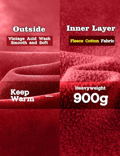 Image of FAIABLE Womens Oversized Acid Wash Hoodie Unisex Heavyweight Cotton Hoodies Fleece Vintage Washed Sweatshirt Women Men