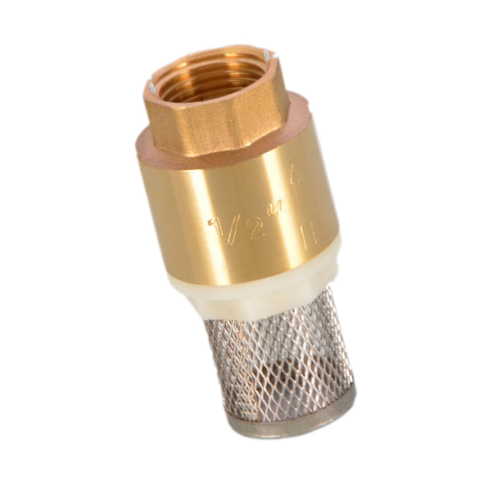 PIXZCSA Maintain Water Pump Efficiency Brass Foot Valve Prevents Backflow Suitable for Ponds Wells Offers Versatility for Different Applications. Check Valve, Golden, DN15 with Mesh
