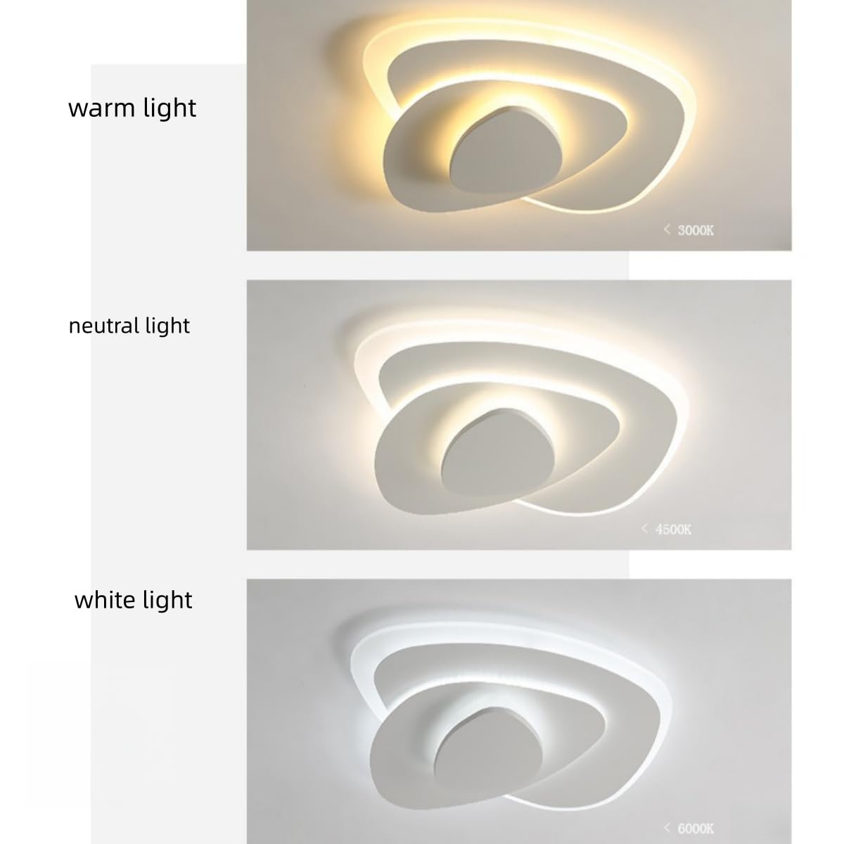 Nowoczesna lampa sufitowa, ściemnialna oprawa sufitowa 3000K-6500K, minimalistyczny kreatywny kształt żyrandol do salonu sypialnia kuchnia przedpokój (E 50 cm)