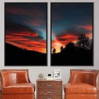 2 Piece Framed Canvas Wall Art Sunset in The Trees Canvas Prints Home Artwork Decoration for Living Room,Bedroom - 16