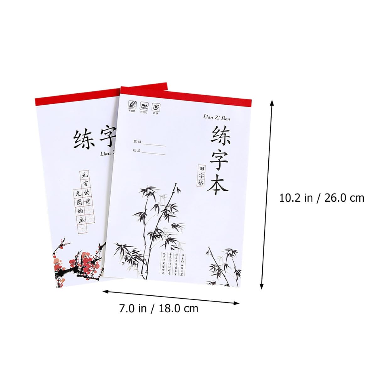 Cuaderno de Práctica de Caligrafía Papel de Escritura Tian Zi, 4 Unidades, Tamaño Pequeño, Papel Opaco Anti-tinta para Mejorar la Escritura de Caracteres Chinos Varios estilos