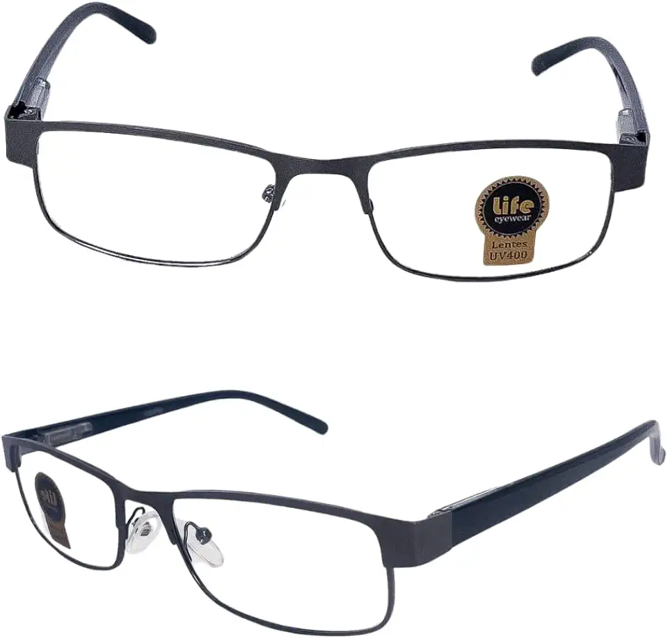 Armação Óculos Grau Metalico Cinza Para Leitura Perto