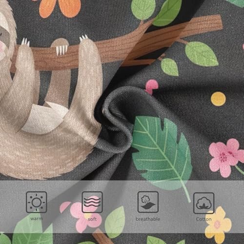 Toddler Girl Panties, Cute Sloth Flowers Black Girls Underwear Cotton, 2T–8 Years3