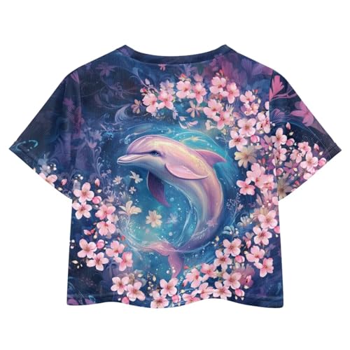 Image of Girls Crop Tops Cute Short Sleeve Shirts Fashion Tees for Kids Casual Crewneck Blouses Size 8-16 Years
