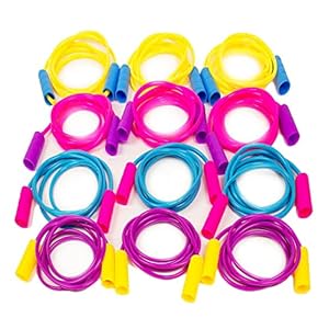 Boley Kids Jump Rope Set – 12 Pack, 7ft Durable Skipping Ropes with Non-Slip Handles for Boys & Girls, Fun Outdoor Activity, Assorted Vibrant Colors, Child-Safe Exercise Equipment