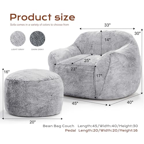 Image of Homguava Giant Bean Bag Chairs for Adults,Large Bean Bag Couch with Ottoman