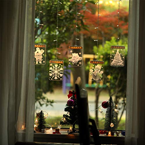 Btuty Decoração de luzes de cordas de cortina de LED para festa de Natal Efeito visual 3D com alimen