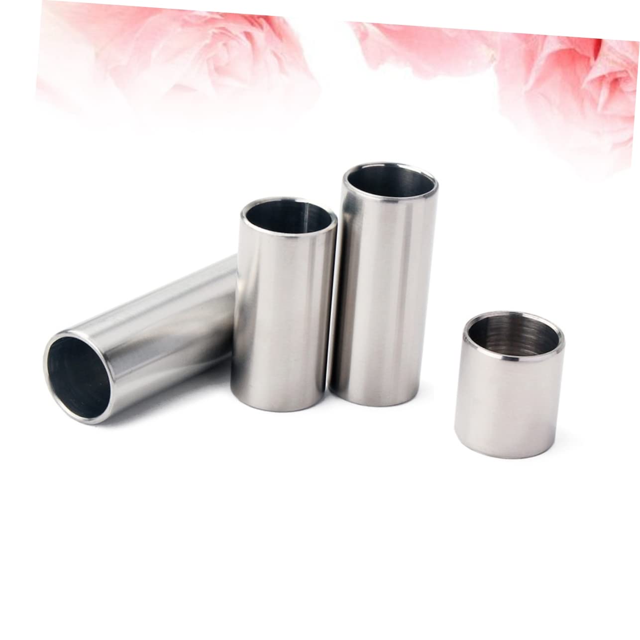 LIOOBO 4Pcs Stainless Steel Guitar Slides Durable Finger Tubes for Enhanced Playability and Sound Resistant Silver Finish