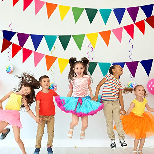 Rubfac 60Pcs Rainbow Felt Fabric Pennant Banners Multicolor Party Garland For Birthday Party thumb #5