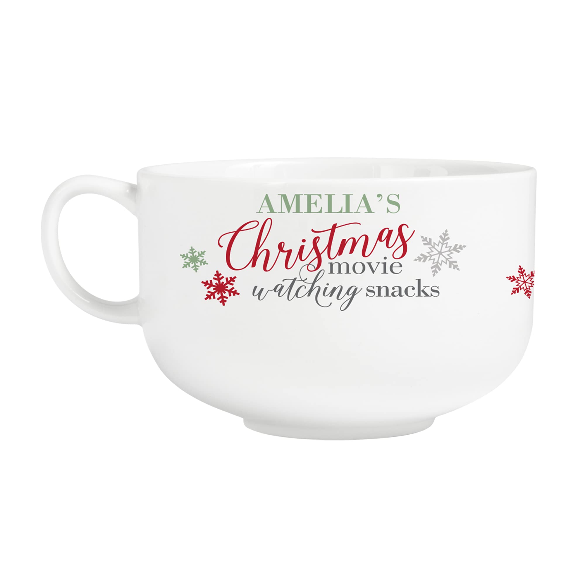 Let's Make Memories Personalized Christmas Movie Watching Bowl - Customize Name - Festive Snack Bowl - Holds 32 oz