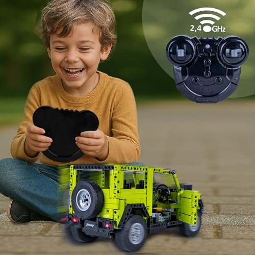 JAMARA 402869 CADA Suzuki Jimny 1:12, 2,4GHz Bricks, Spielzeugauto, Sport Rennwagen für Kinder ab 8 Jahre, RC Ferngesteuert, Set aus Klemmbausteinen, Geschenkidee für Kinder