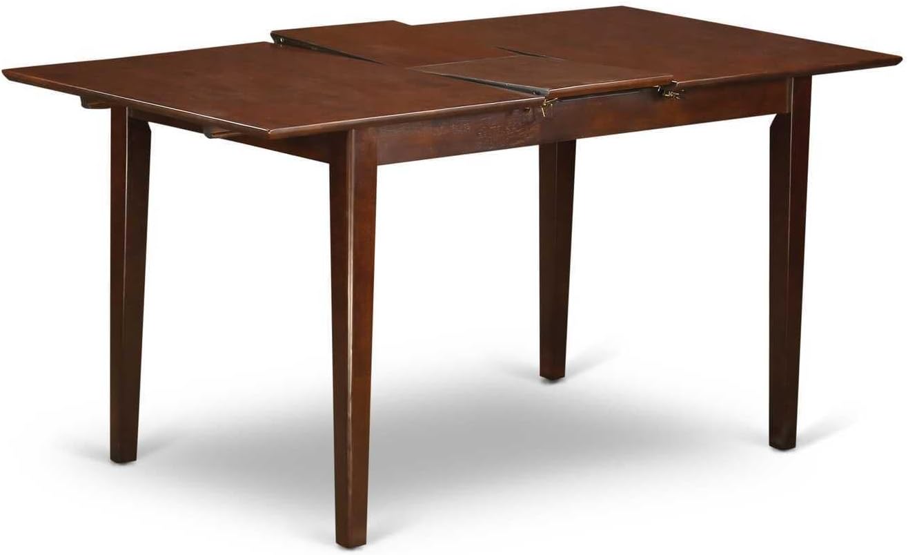 HomeStock 7 Piece Dining Table Set Consist of a Rectangle Dining Room Table with Leaf and 6 Wooden Seat Chairs, 32x60 Inch, Mahogany