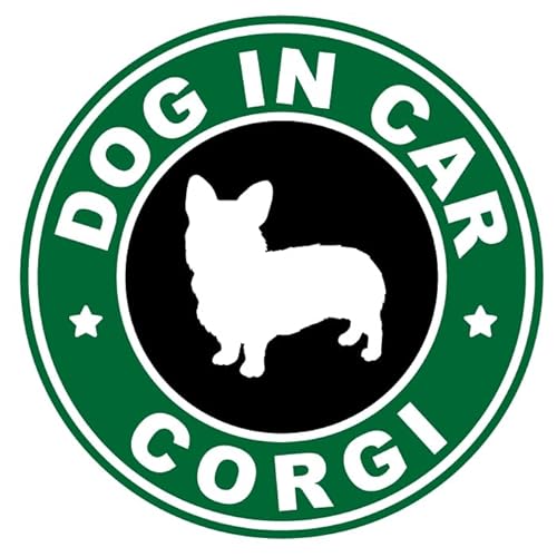 コーギー CORGI おしゃれ カフェ 風 dog in car 車 ステッカー シール 柴 犬 ワンコ 愛犬 乗ってます ドッグ イン カー 走ります 人気 面白い パロディ お洒落 オシャレ 可愛い オーナー グッズ 防水 アクセサリー 雑貨_2050のサムネイル