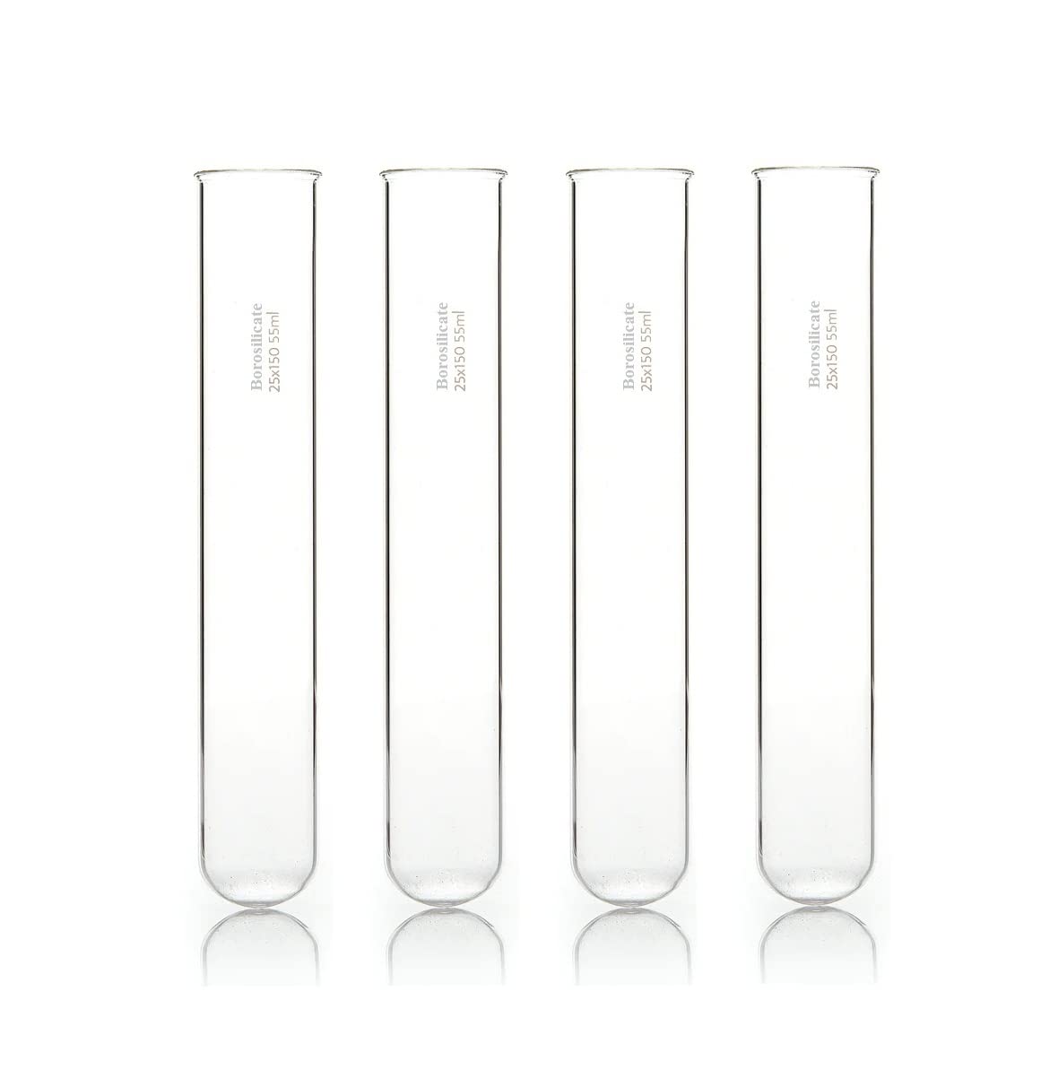 RG� Borosilicate glass Test Tube 25mm x 150 mm, Capacity 55 ml (Boiling Tube) with Rim (4)