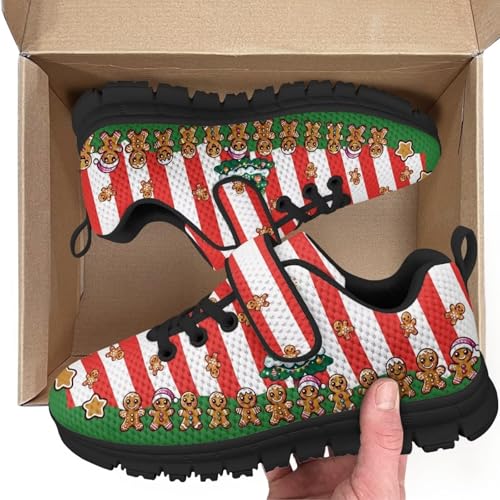 Boys Girls Sneakers Kids Lightweight Breathable Strap Athletic Running Shoes for Little Kid/Big Kid Christmas Gingerbread America Flag2