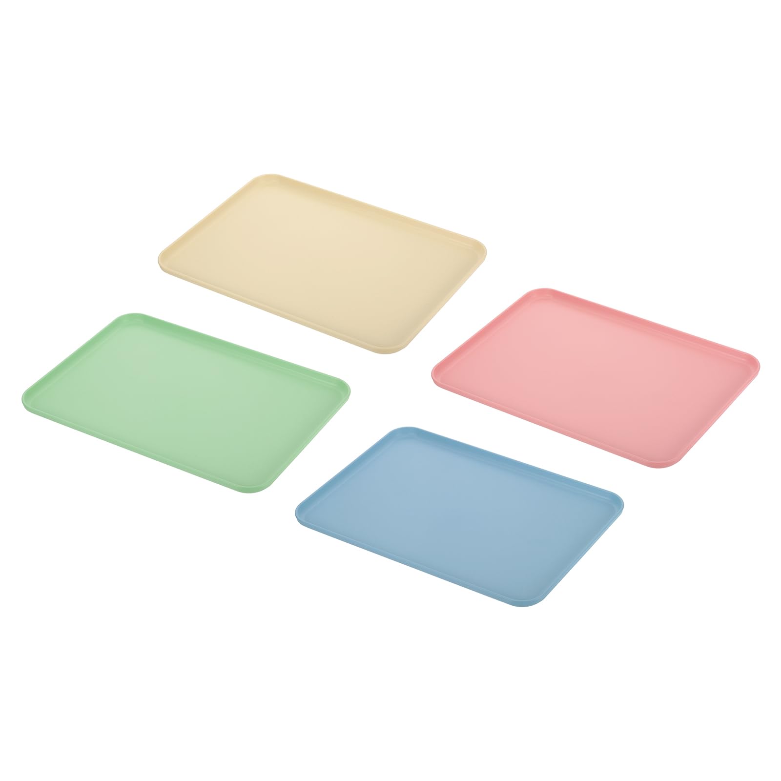 PATIKIL 15x11 Rapide Nourriture Plateau, 4 Paquet PP Plastique Réutilisable Multi-Usage Antidérapant Rectangle Service Plateau pour Cafétéria Restaurant Maison, Rose/Bleu/Vert/Beige