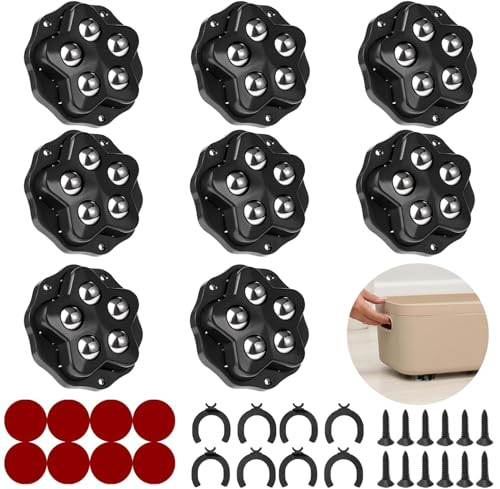 SkyJoy®mini roulettes pour meubles.8 roulettes à 5 billes chacune, capacité 300KG, avec adhésif...