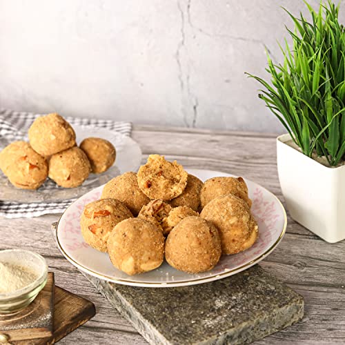 Image of Maa Mitahara Post Pregnancy Laddu with Ashwagandha | Traditional Postpartum Recovery Laddu | Herbal Energy & Nutrient Support for New Mothers (300g, Ashwagandha)