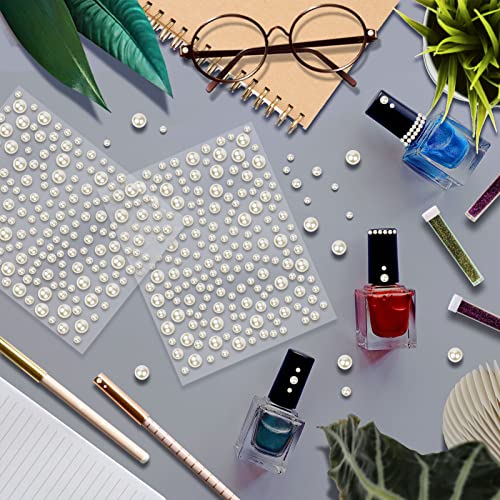Creatrill 1920 Pcs Flatback Pearls For Crafts, Face Hair Nail Pearls For Nail Art, Self Adhesive Gems Stickers, 3Mm/4Mm/5Mm/6Mm Mixed Size #TOP3