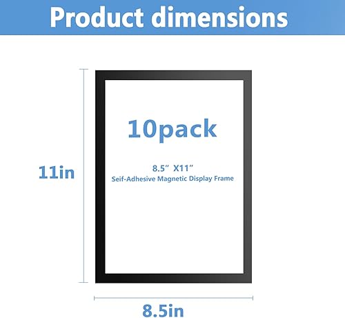 Miniatura 2 de 10 soportes magnéticos para letreros de 8.5 x 11 pulgadas, marcos de fotos autoadhesivos A4 con borde magnético duradero y PVC transparente para