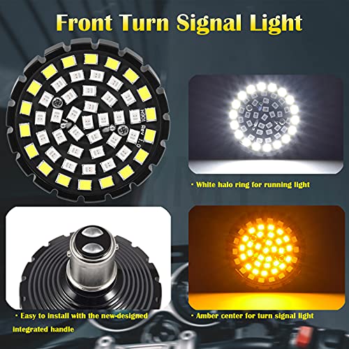 PBYMT 2\" Bullet 1157 LED Front Turn Signal Light Smoke Lenses Covers Compatible for Harley Davidson Sportster Softail Touring Electra Street Glide Road King 1997-2024 - Thumbnail 3