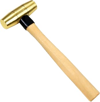 WEDO Brass Hammer 1-1/2lb,Wooden Hammer,Sledge Hammer,Solid Brass Mallet Hammer,Wooden Hammer Handle,Length 320mm,Die-Forged, Corrosion Resistant, DIN Standard