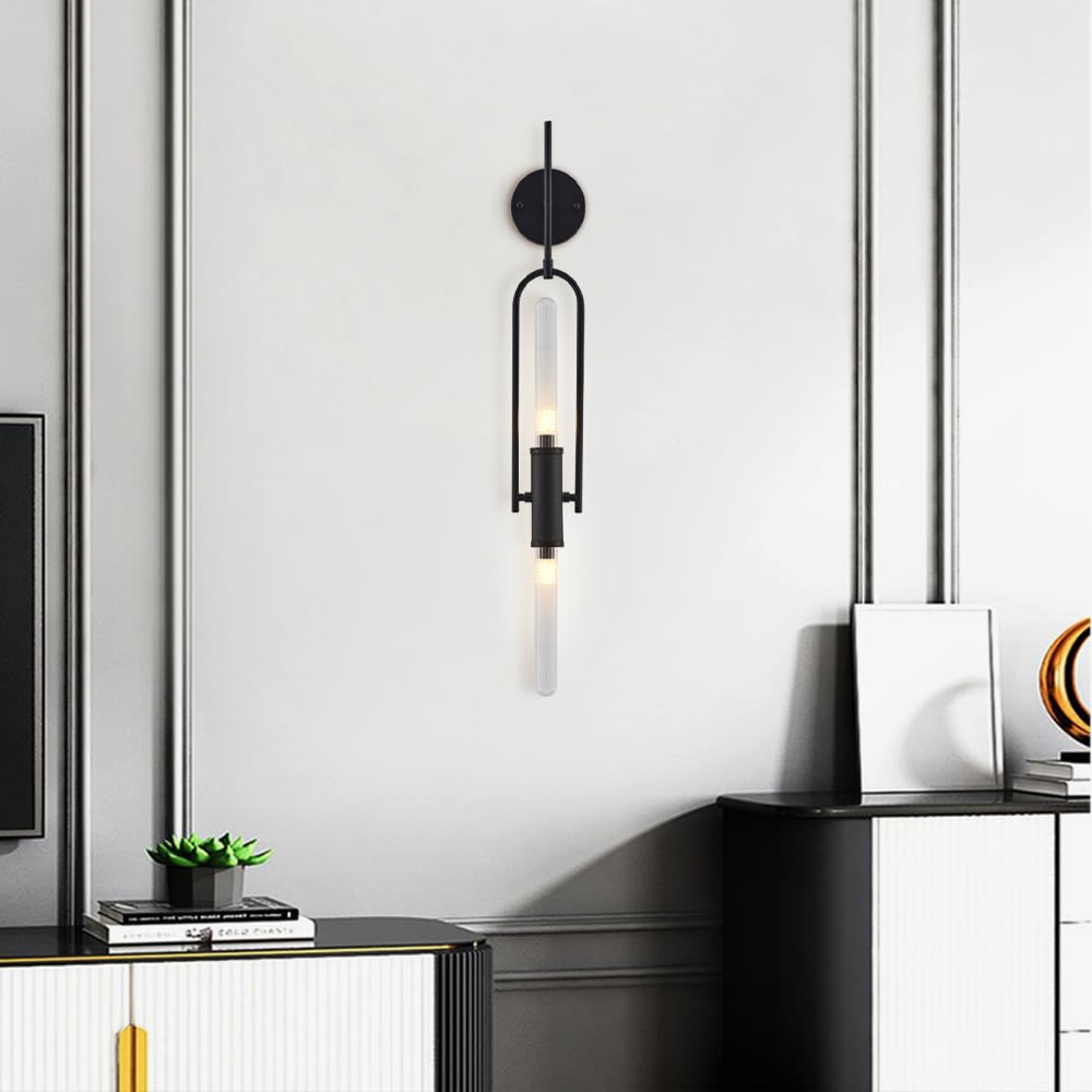 Applique da Parete, Illuminazione Industriale, Lampada Moderna con Cablaggio Fisso e Paralume in Vetro scanalato, lampade per Soggiorno, Arredamento per la casa, luci da Bagno G9