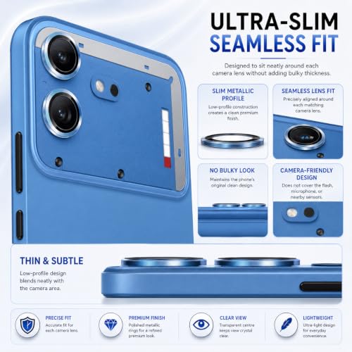Image of FIRST MART Blue Camera Ring Guard Protector for Nothing Phone (4b) | Tempered Glass with Metal Alloy Rings, HD Clear, Scratch Resistant, Case-Friendly | Pack of 1