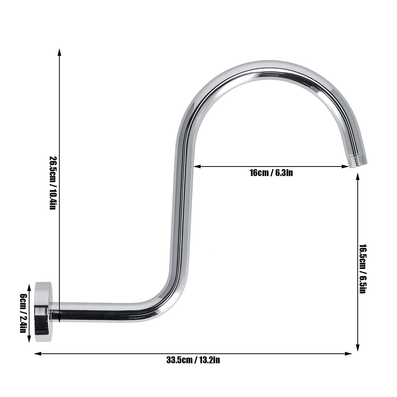 Braccio Doccia A S In Acciaio Inox - Estensione A Collo Di Cigno, Filettatura 1/2 Pollice, Per Docce Moderne - Foto 6