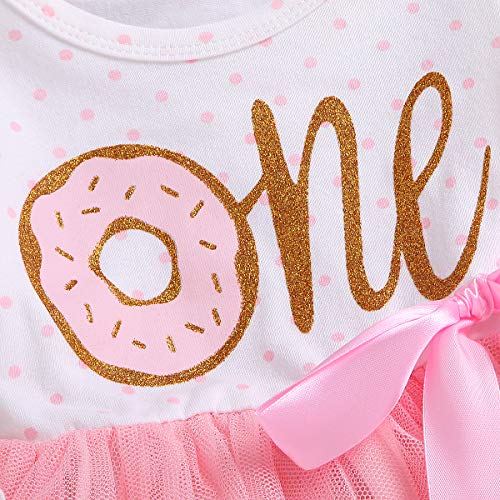 Odasdo Newborn Infant Baby Girl First 1St Birthday Party Princess Tutu Tulle Dress Donut Print Golden One Year Party Cake Smash Outfit Long Sleeve Cotton Casual Clothes + Headband 2Pcs Set 18-24M #TOP3