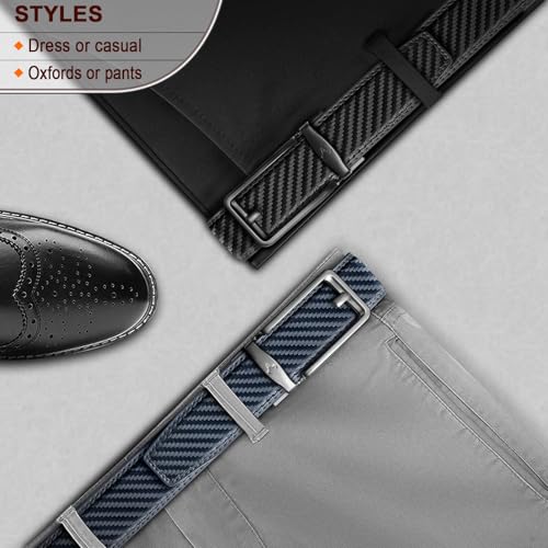 Image of BULLIANT Men Ratchet Belt 2 Pack, Click Sliding Leather Belt Adjustable for Gift Men Dress Casual Jeans 1 3 /8,Cut for Fit