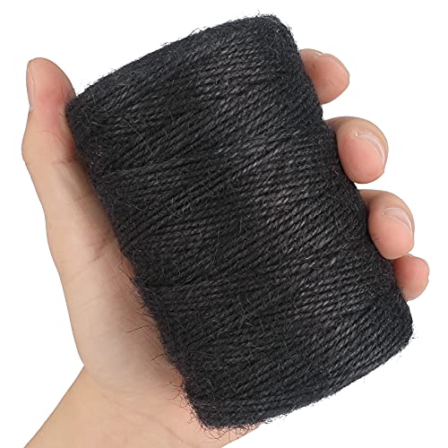 Image of KINGLAKE Natural Jute Twine - 656 Feet, Arts & Crafts, Christmas, Durable Packing String, Black