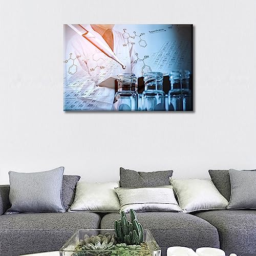 Image of TUMOVO Young Scientist Artwork Wall Decor Posters and Prints 1 Panels Clinical Laboratory Pictures Wall Decor for Bedroom Poster Medical Art Prints Framed Ready to Hang (16 inch Wx24 H)
