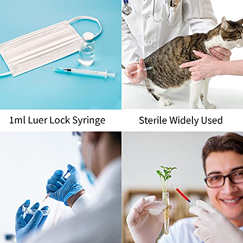 100 Pack 1ml Syringes Luer Lock Syringe without Needle, Individually Sterile Wrapped
