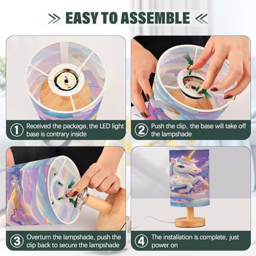 Lámpara de mesa cilíndrica con diseño unicornio de 24.6 cm miniatura 4