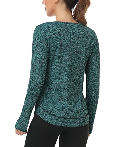 Soneven Women's Thermal Fleece Long Sleeve Workout Shirts Scoop Neck Running Loose Fit Basic Tops(Green, Medium) #TOP3
