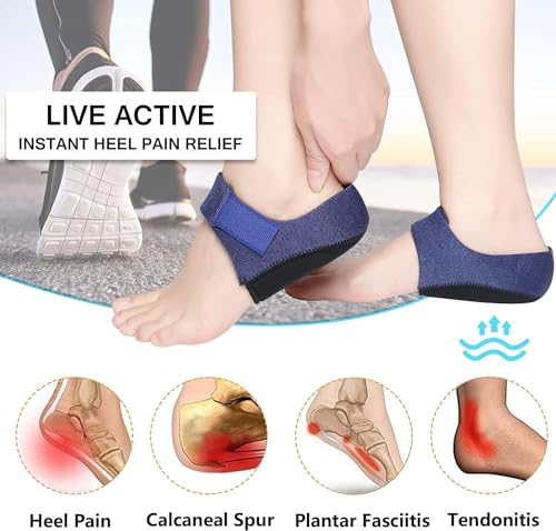 Image of GROOTS Premium Gel Heel cups Silicon Heel Pad for Heel Ankle Pain, Heel Spur Shoe Support Pad for Men and Women Shock Cushion Pad for Heels Cushion Heel Blue For Men & Women (Heel pad pack 1)
