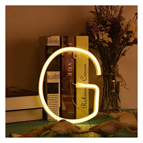 Image of ENUOLI Warm White Neon Letter Sign Marquee Words Alphabet LED Light(G) | Art Decorative Lights Best Wall Decor Light up Words for Wedding Birthday Party Christmas Home Bar Club Decoration