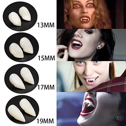 STOBOK 4 caixas dentes de vampiro dentes postiços de terror para fantasia de Halloween (13 mm, 15 mm
