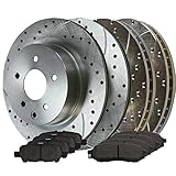 AutoShack BRKPKG038680 Front and Rear Drilled and Slotted Brake Kit Rotors Silver and Performance...
