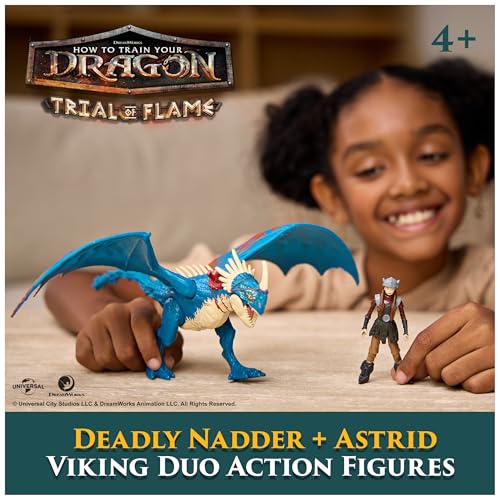DreamWorks Dragons Deadly Nadder & Astrid Action Figures Viking Rider Duo | 13-Inch Nadder Dragon Toy, 3-Inch Astrid Viking Action Figure, Real Feel Wings, Pretend Play Gifts for Kids Ages 4+ - image 3